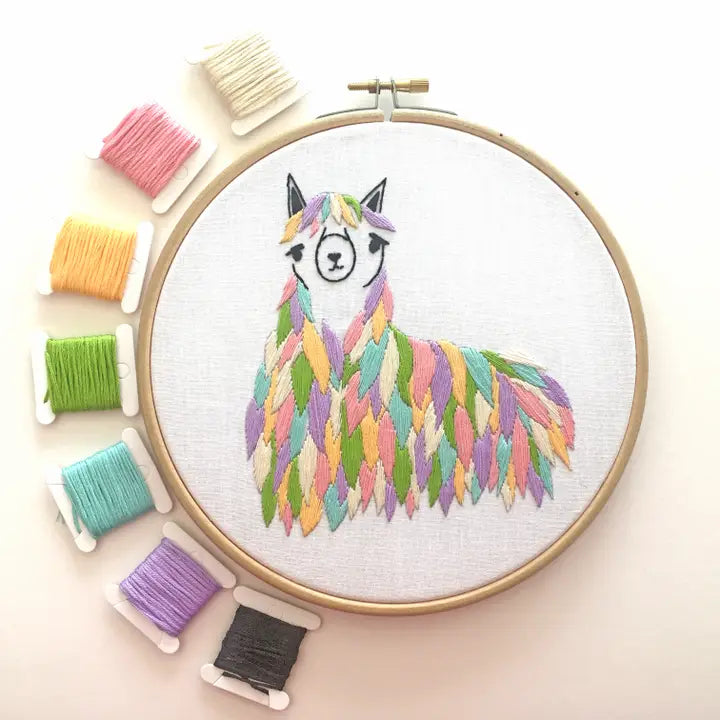 Llama Embroidery Kit (Boxed with Hoop) from Cinnamon Stitches