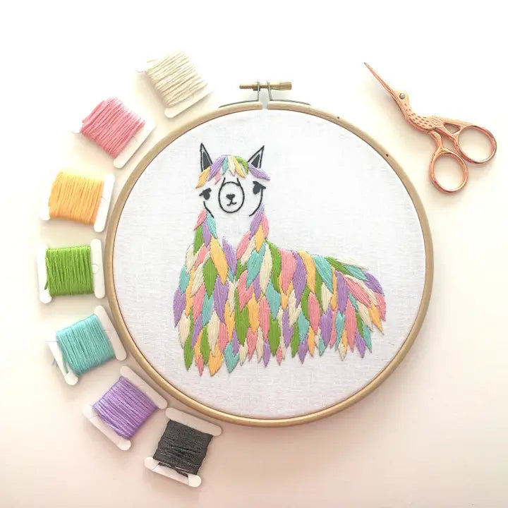 Llama Embroidery Kit (Boxed with Hoop) from Cinnamon Stitches