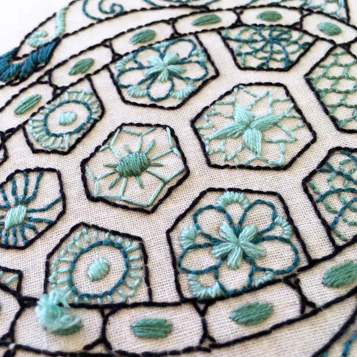 Turtle Embroidery Kit (Boxed with Hoop) from Cinnamon Stitches