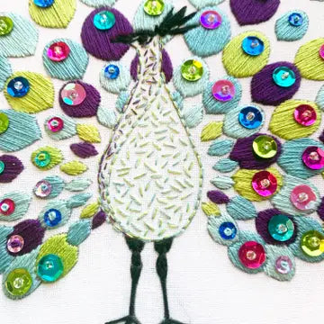 Peacock Embroidery Kit (Boxed with Hoop) from Cinnamon Stitches