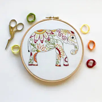 Elephant Embroidery Kit (Boxed with Hoop) from Cinnamon Stitches