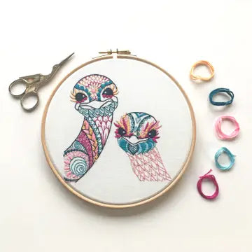 Ostrich Embroidery Kit (Boxed with Hoop) from Cinnamon Stitches