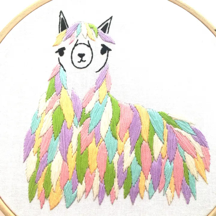Llama Embroidery Kit (Boxed with Hoop) from Cinnamon Stitches