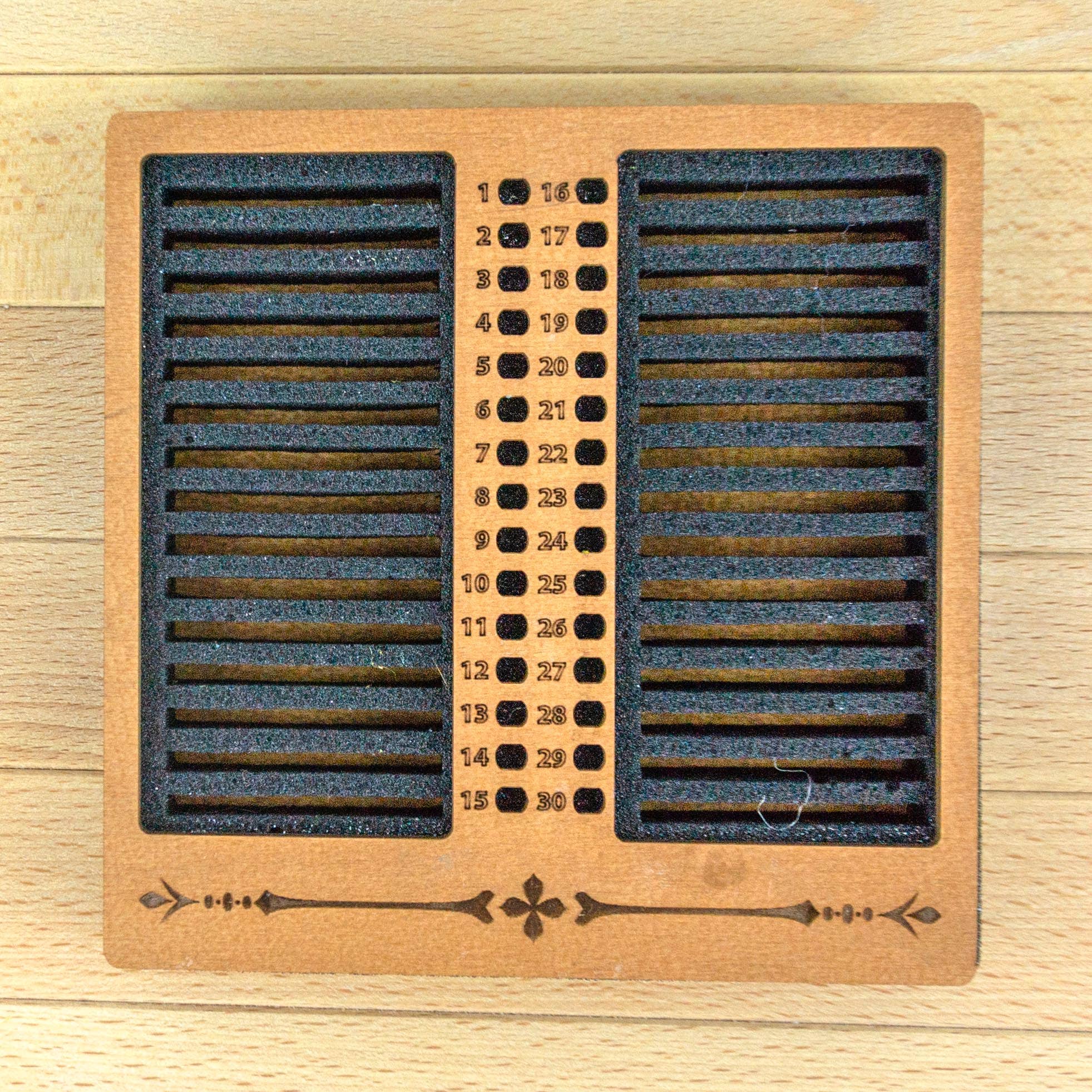 Square foam stand for wooden, acrylic and other bobbins (spools) thickness 3mm with holes for needles