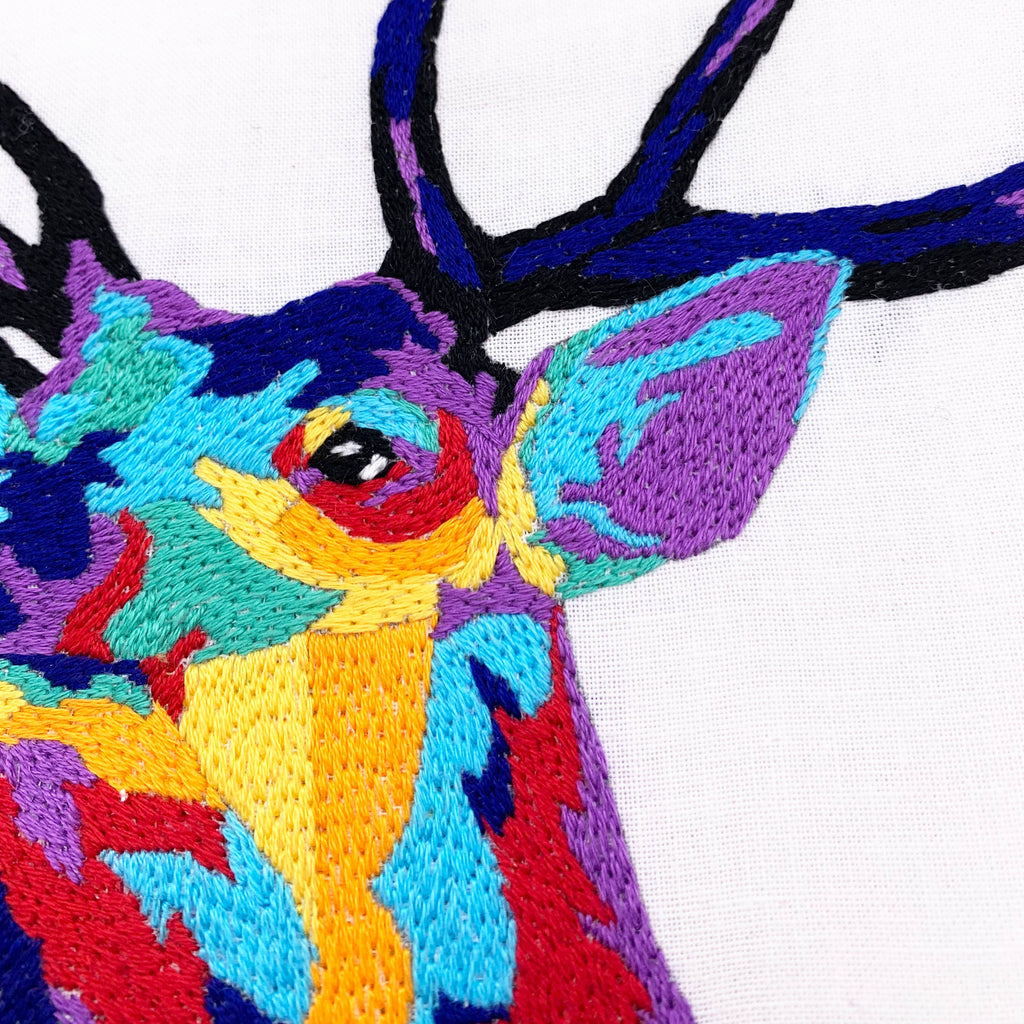 Stag's Head Embroidery Kit: Boxed kit with hoop
