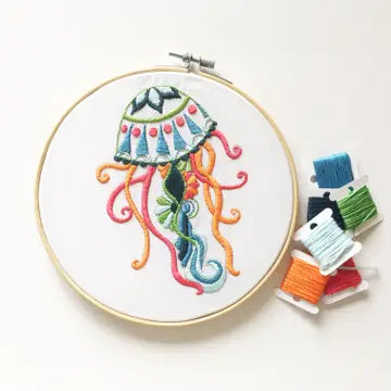 Jellyfish Embroidery Kit (Boxed with Hoop) from Cinnamon Stitches