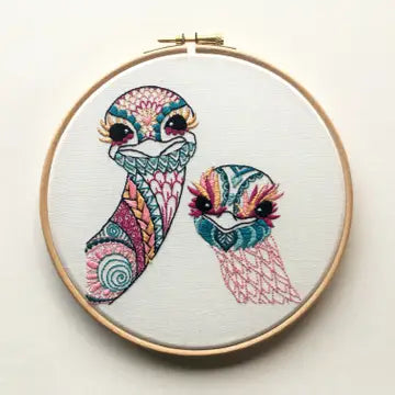 Ostrich Embroidery Kit (Boxed with Hoop) from Cinnamon Stitches