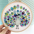 Peacock Embroidery Kit (Boxed with Hoop) from Cinnamon Stitches