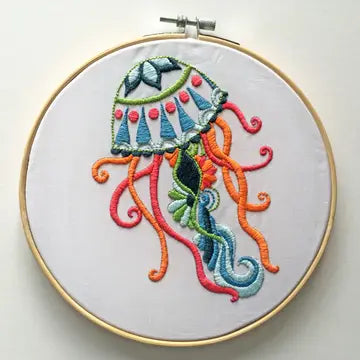 Jellyfish Embroidery Kit (Boxed with Hoop) from Cinnamon Stitches