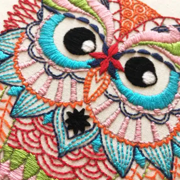 Owl Embroidery Kit (Boxed with Hoop) from Cinnamon Stitches