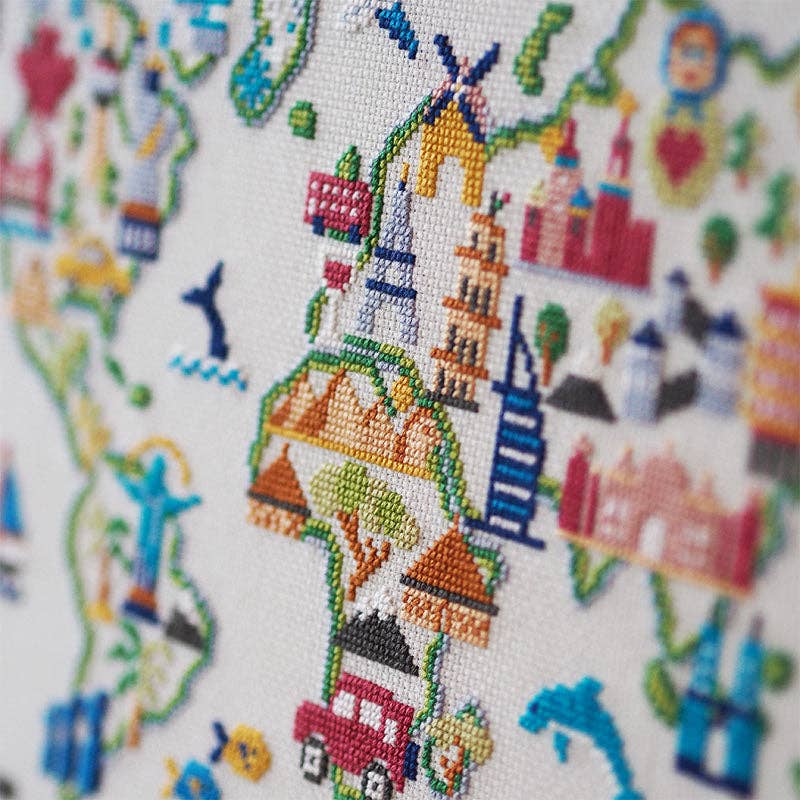 Adventure Awaits - World Map Cross Stitch Kit