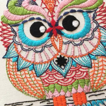 Owl Embroidery Kit (Boxed with Hoop) from Cinnamon Stitches