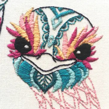 Ostrich Embroidery Kit (Boxed with Hoop) from Cinnamon Stitches
