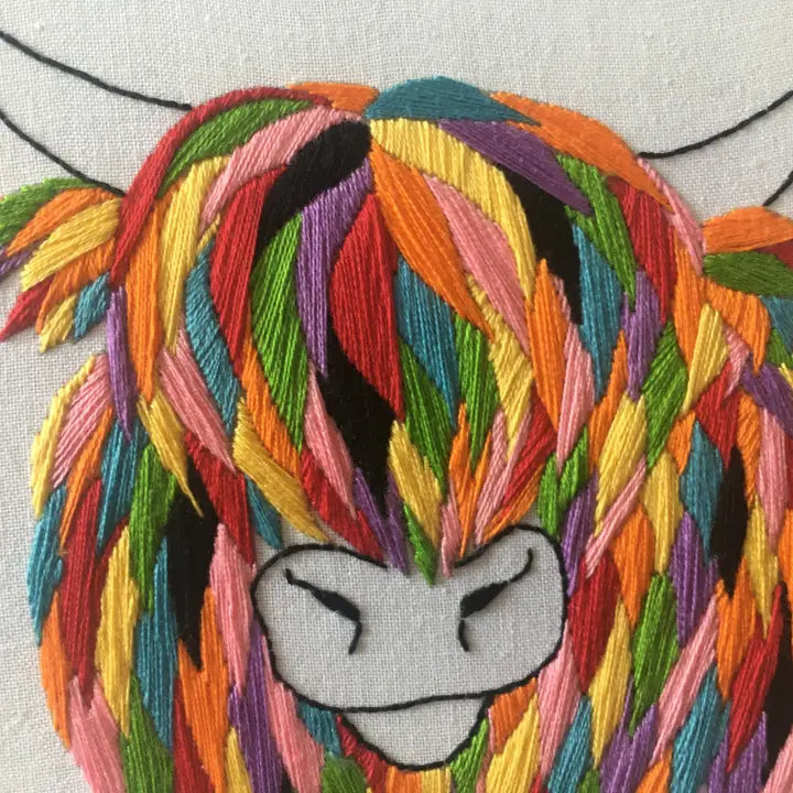 Highland Cow Embroidery Kit (Boxed with Hoop) from Cinnamon Stitches