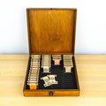 Engraved wooden box for embroidery bobbins