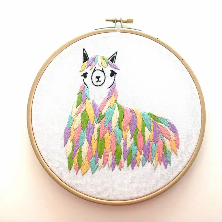Llama Embroidery Kit (Boxed with Hoop) from Cinnamon Stitches