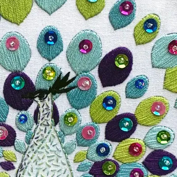 Peacock Embroidery Kit (Boxed with Hoop) from Cinnamon Stitches