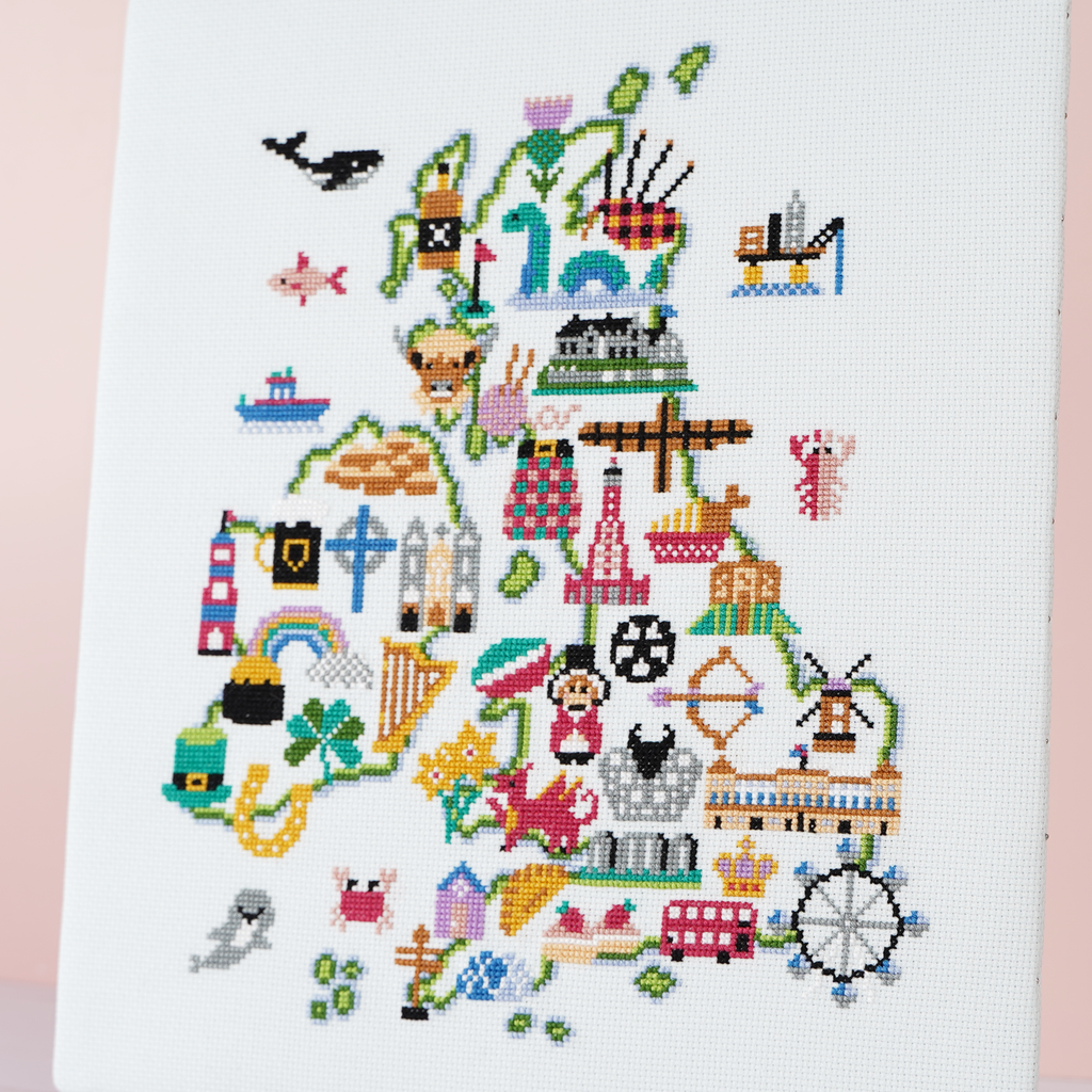 British Isles Adventure - Map-Themed Cross Stitch Kit