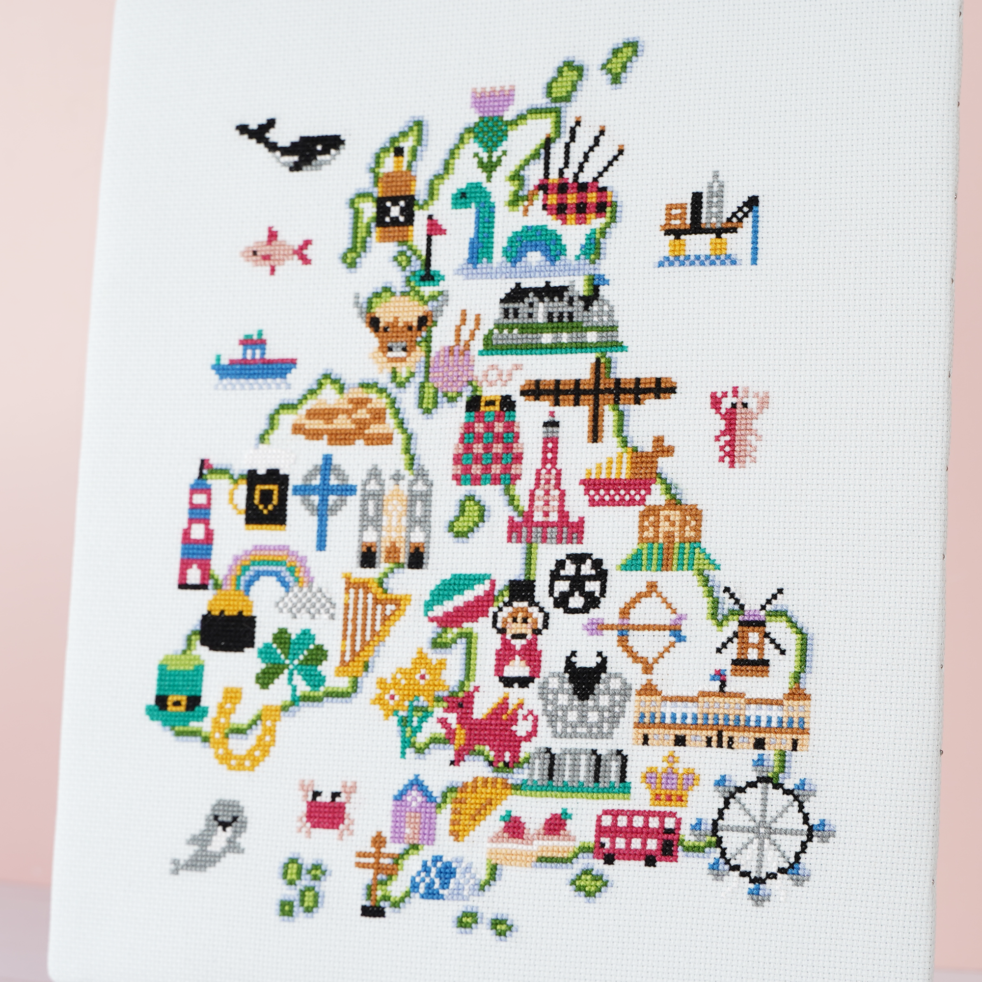 British Isles Adventure - Map-Themed Cross Stitch Kit