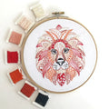 Lion Embroidery Kit (Boxed with Hoop) from Cinnamon Stitches