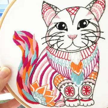 Cat Embroidery Kit (Boxed with Hoop) from Cinnamon Stitches