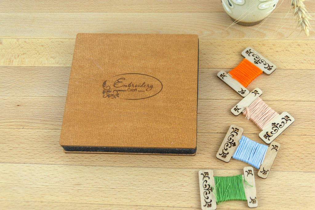 Square foam stand for wooden, acrylic and other bobbins (spools) thickness 3mm with holes for needles