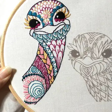 Ostrich Embroidery Kit (Boxed with Hoop) from Cinnamon Stitches